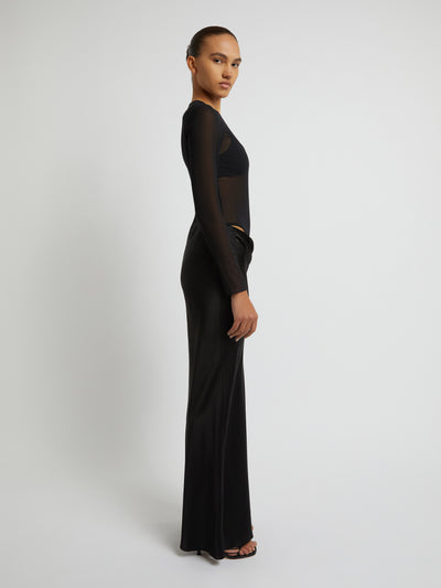 Sheer Torso Long Sleeve Dress