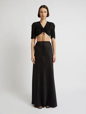 Front Pocket Bias Maxi Skirt